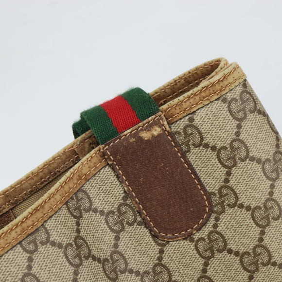 GUCCI GG Supreme Web Sherry Line Tote Bag PVC Beige Gold 89 02 003 Auth 165476