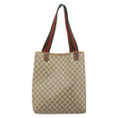 GUCCI GG Supreme Web Sherry Line Tote Bag PVC Beige Gold 89 02 003 Auth 165476-3