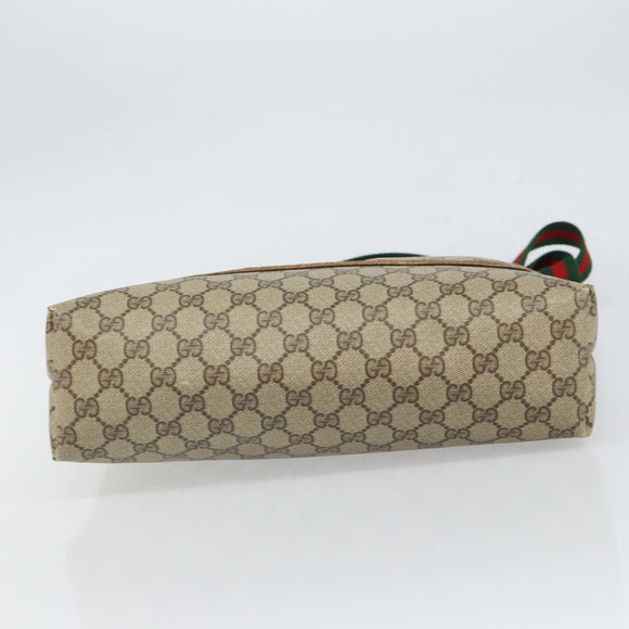GUCCI GG Supreme Web Sherry Line Tote Bag PVC Beige Gold 89 02 003 Auth 165476