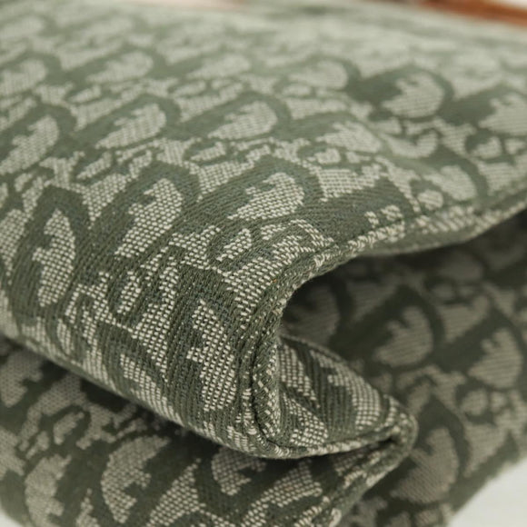 Christian Dior Trotter Canvas Tote Bag Green Silver Auth 165477V