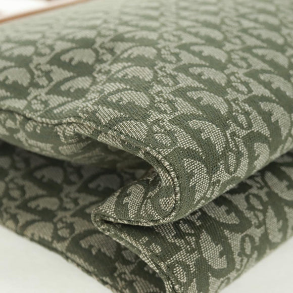 Christian Dior Trotter Canvas Tote Bag Green Silver Auth 165477V