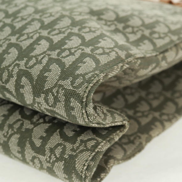 Christian Dior Trotter Canvas Tote Bag Green Silver Auth 165477V