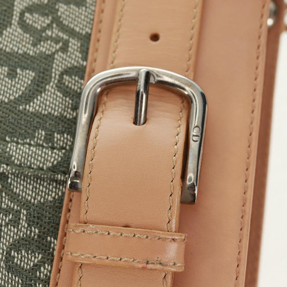 Christian Dior Trotter Canvas Tote Bag Green Silver Auth 165477V