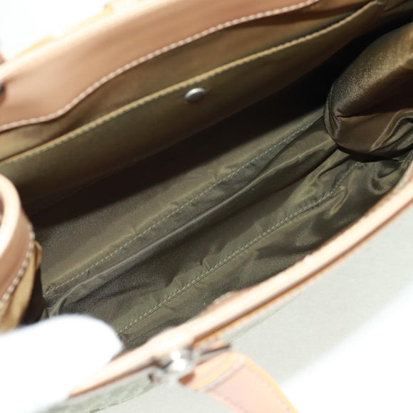 Christian Dior Trotter Canvas Tote Bag Green Silver Auth 165477V
