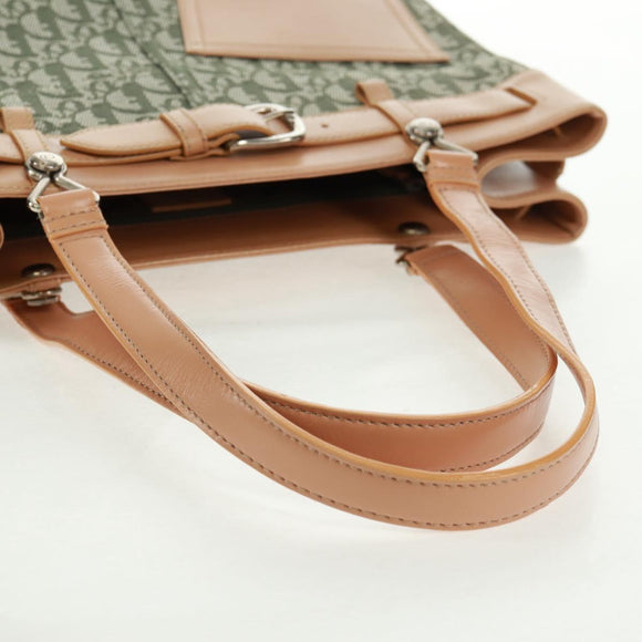 Christian Dior Trotter Canvas Tote Bag Green Silver Auth 165477V