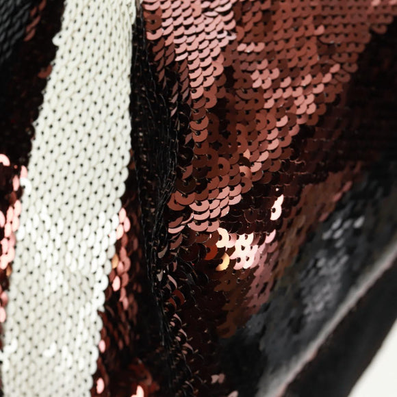 PRADA Sequin Tote Bag Nylon Gold Black Auth 165478V