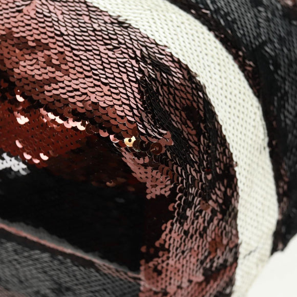 PRADA Sequin Tote Bag Nylon Gold Black Auth 165478V