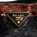 PRADA Sequin Tote Bag Nylon Gold Black Auth 165478V-18