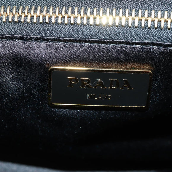 PRADA Sequin Tote Bag Nylon Gold Black Auth 165478V