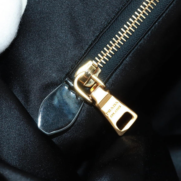 PRADA Sequin Tote Bag Nylon Gold Black Auth 165478V