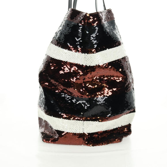 PRADA Sequin Tote Bag Nylon Gold Black Auth 165478V