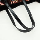 PRADA Sequin Tote Bag Nylon Gold Black Auth 165478V-7