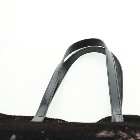 PRADA Sequin Tote Bag Nylon Gold Black Auth 165478V