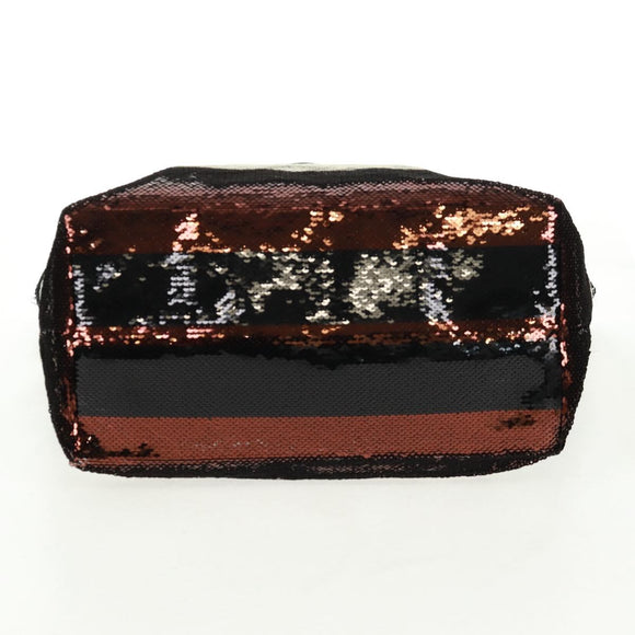 PRADA Sequin Tote Bag Nylon Gold Black Auth 165478V