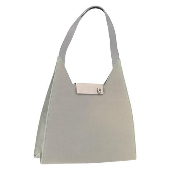 Salvatore Ferragamo Gancini Shoulder Bag Suede Gray Silver Auth 165484