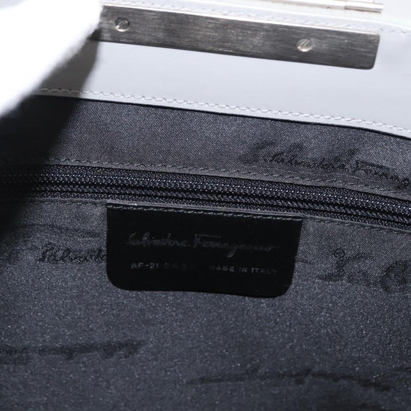 Salvatore Ferragamo Gancini Shoulder Bag Suede Gray Silver Auth 165484