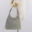 Salvatore Ferragamo Gancini Shoulder Bag Suede Gray Silver Auth 165484-21