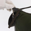 PRADA Shoulder Bag Nylon Khaki Silver Auth 165486-10