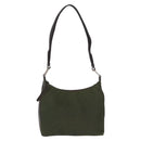PRADA Shoulder Bag Nylon Khaki Silver Auth 165486-13