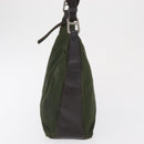PRADA Shoulder Bag Nylon Khaki Silver Auth 165486-3