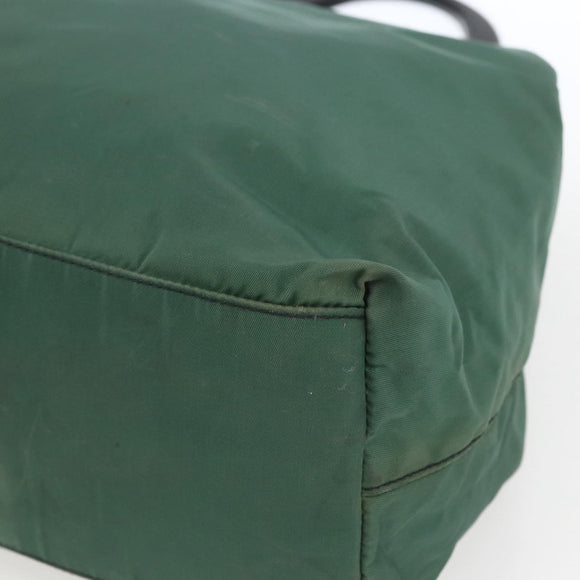PRADA Hand Bag Nylon Green Silver Auth 165487