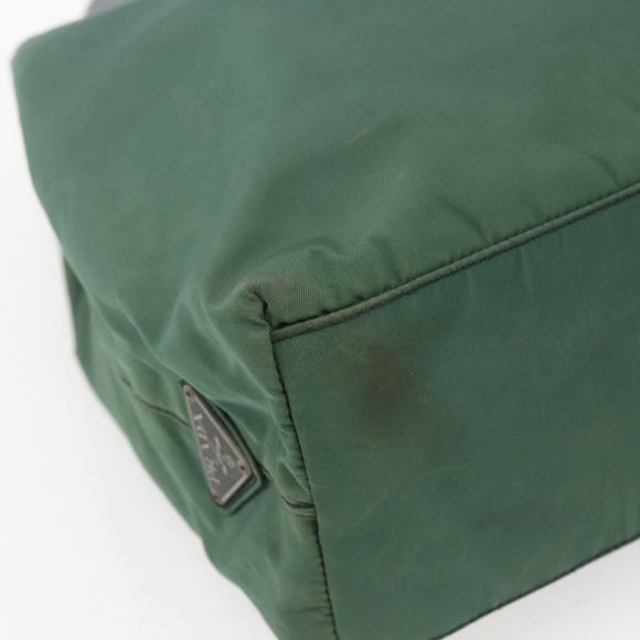 PRADA Hand Bag Nylon Green Silver Auth 165487