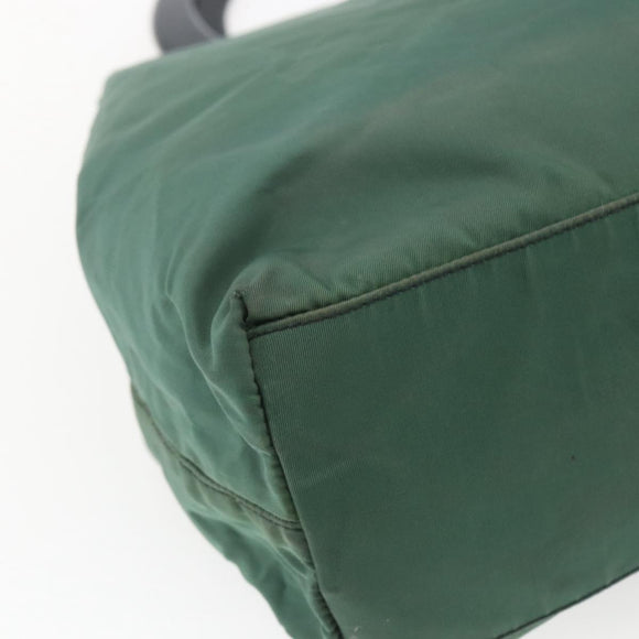 PRADA Hand Bag Nylon Green Silver Auth 165487