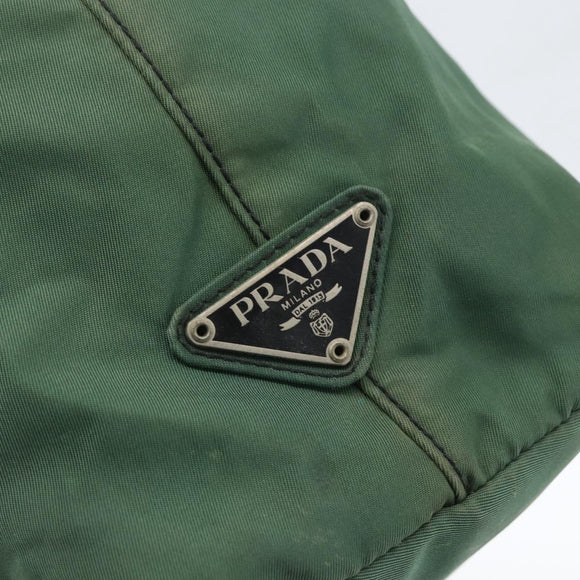 PRADA Hand Bag Nylon Green Silver Auth 165487