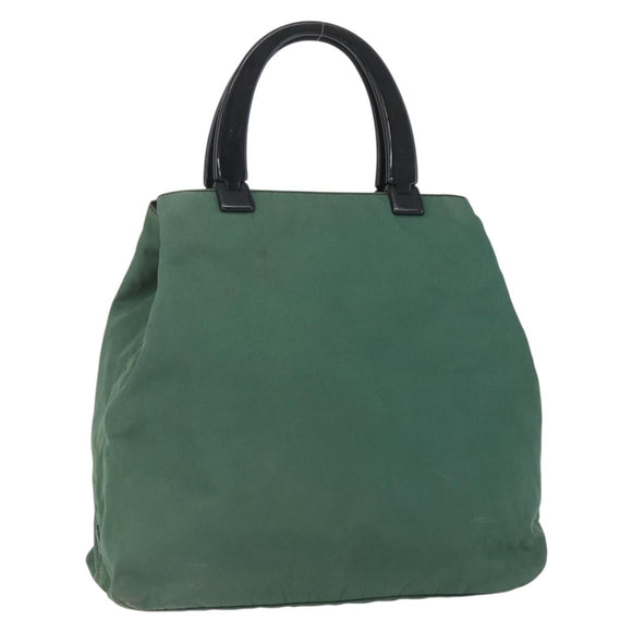 PRADA Hand Bag Nylon Green Silver Auth 165487