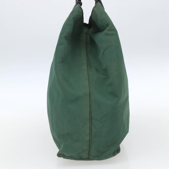 PRADA Hand Bag Nylon Green Silver Auth 165487
