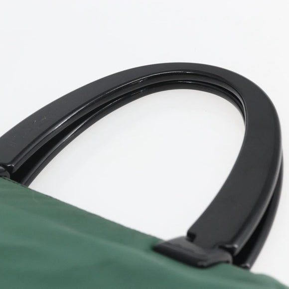 PRADA Hand Bag Nylon Green Silver Auth 165487