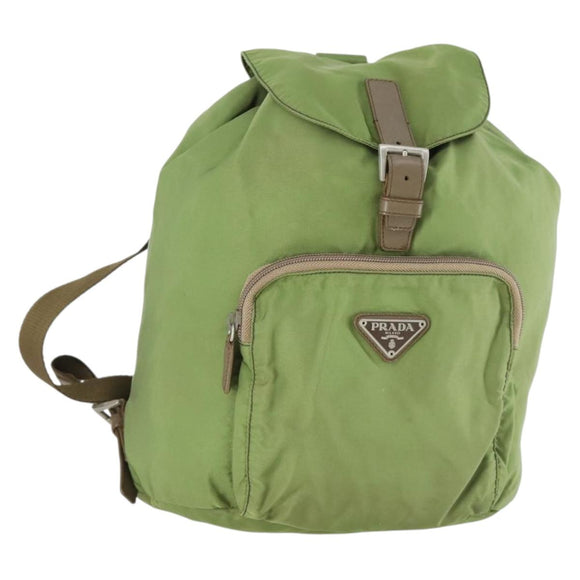 PRADA Backpack Nylon Green Silver Auth 165488