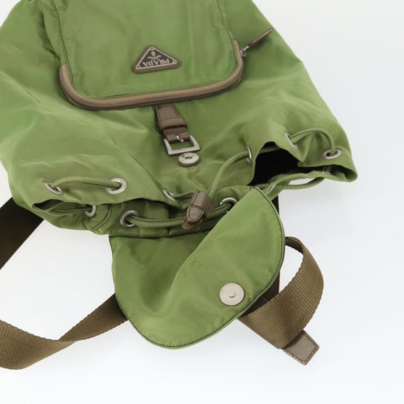 PRADA Backpack Nylon Green Silver Auth 165488