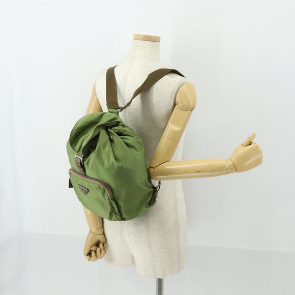 PRADA Backpack Nylon Green Silver Auth 165488