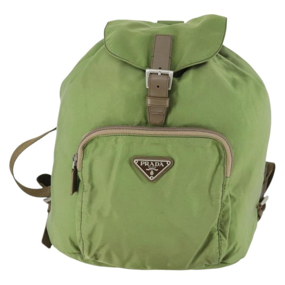 PRADA Backpack Nylon Green Silver Auth 165488