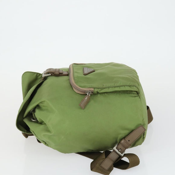 PRADA Backpack Nylon Green Silver Auth 165488