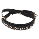 FENDI Adjustable Shoulder Strap Leather 33.9""-41.7"" Black Gold Auth 165489-2