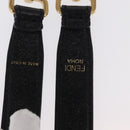 FENDI Adjustable Shoulder Strap Leather 33.9""-41.7"" Black Gold Auth 165489-9