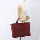 PRADA Hand Bag Nylon Red Silver Auth 165491-23