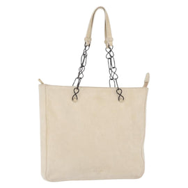 PRADA Chain Shoulder Bag Suede White Auth 165493