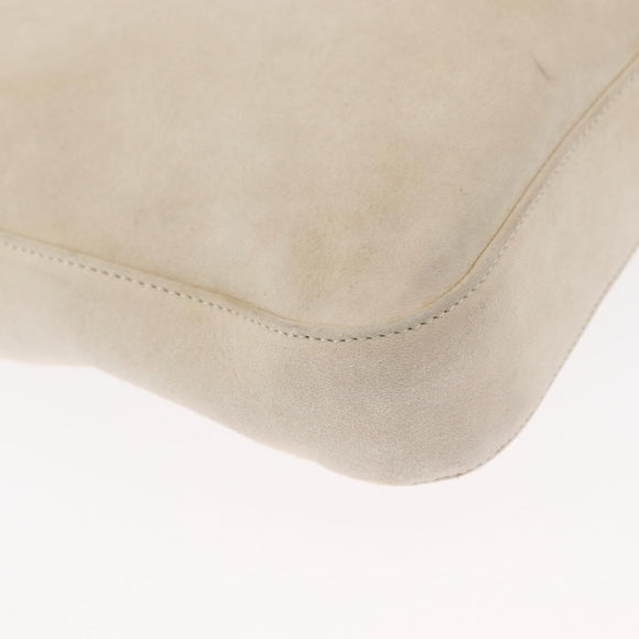 PRADA Chain Shoulder Bag Suede White Auth 165493