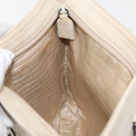 PRADA Chain Shoulder Bag Suede White Auth 165493
