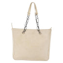 PRADA Chain Shoulder Bag Suede White Auth 165493-2