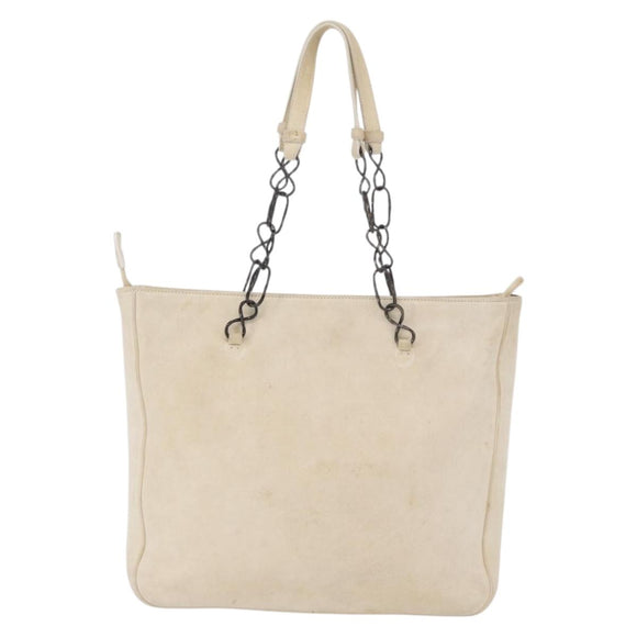 PRADA Chain Shoulder Bag Suede White Auth 165493