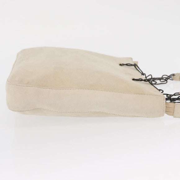 PRADA Chain Shoulder Bag Suede White Auth 165493