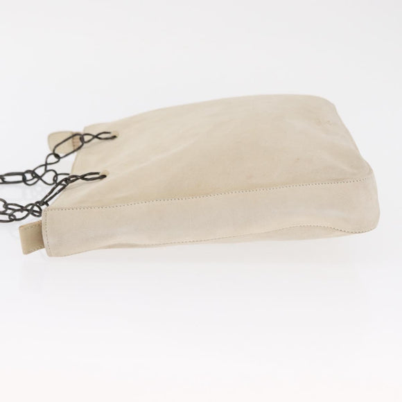 PRADA Chain Shoulder Bag Suede White Auth 165493