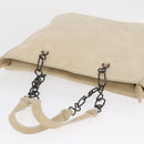 PRADA Chain Shoulder Bag Suede White Auth 165493-6