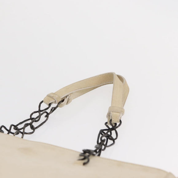 PRADA Chain Shoulder Bag Suede White Auth 165493