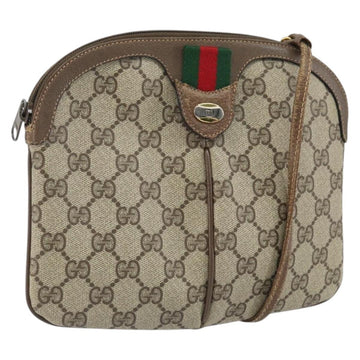 GUCCI GG Supreme Web Sherry Line Shoulder Bag PVC Beige Gold Auth 165494