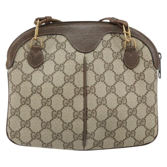 GUCCI GG Supreme Web Sherry Line Shoulder Bag PVC Beige Gold Auth 165494